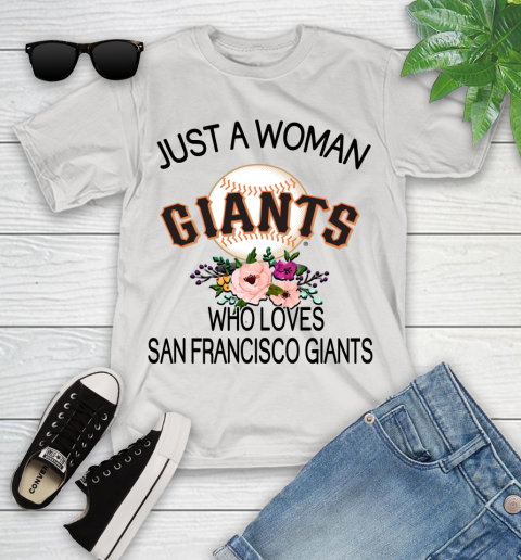 MLB Just A Woman Who Loves San Francisco Giants Baseball Sports Youth T-Shirt
