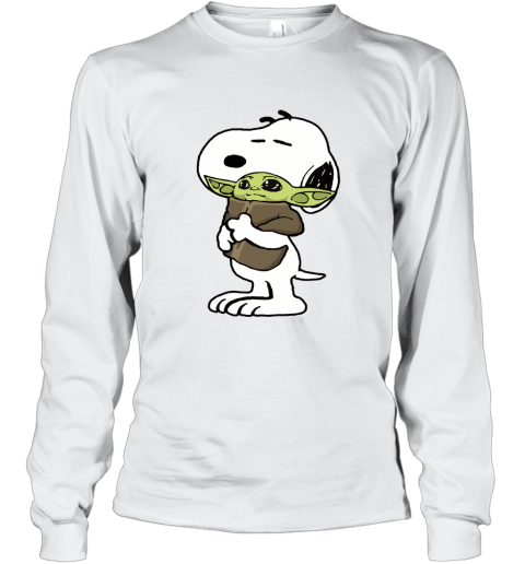 Snoopy Hugging Baby Yoda Long Sleeve T-Shirt