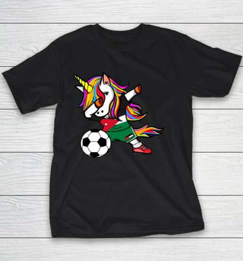 Dabbing Unicorn Jordan Football Jordanian Flag Soccer Youth T-Shirt