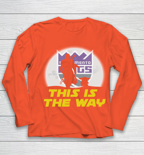 Sacramento Kings NBA Basketball Star Wars Yoda And Mandalorian This Is The Way Youth Long Sleeve 3
