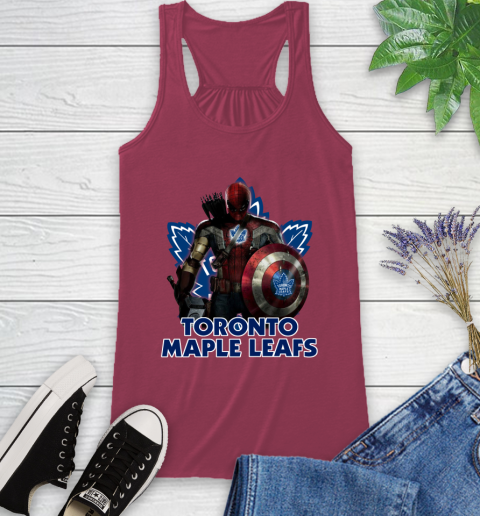 NHL Captain America Thor Spider Man Hawkeye Avengers Endgame Hockey Toronto Maple Leafs Racerback Tank 8