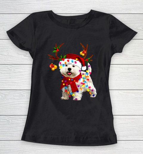 Santa westie dog gorgeous reindeer Light Christmas Women's T-Shirt