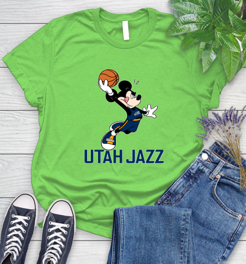 NBA Basketball Utah Jazz Cheerful Mickey Mouse Shirt Women's T-Shirt 10
