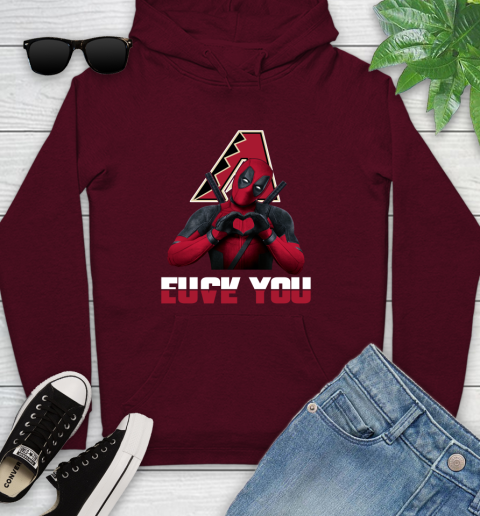 MLB Arizona Diamondbacks Deadpool Love You Fuck You Baseball Sports Youth Hoodie 7