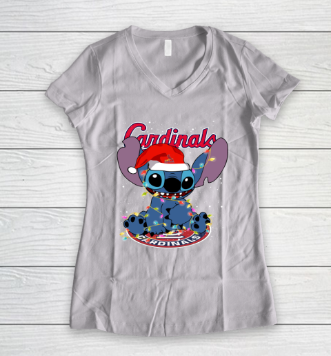 St.Louis Cardinals MLB noel stitch Baseball Christmas Women's V-Neck T-Shirt