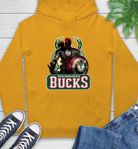 Milwaukee Bucks NBA Basketball Captain America Thor Spider Man Hawkeye Avengers Hoodie 3