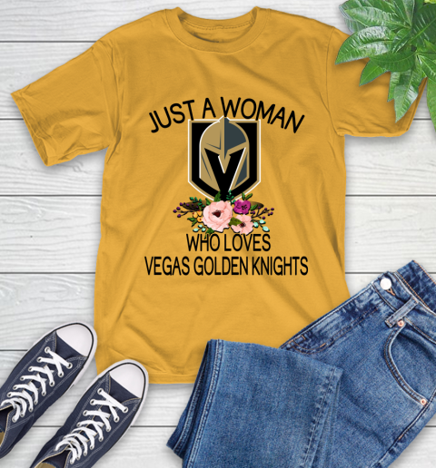 NHL Just A Woman Who Loves Vegas Golden Knights Hockey Sports T-Shirt 2