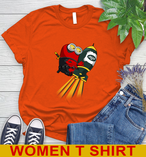 NFL Football New York Jets Deadpool Minion Marvel Shirt Women's T-Shirt 3