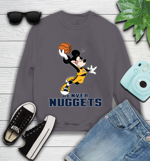 NBA Basketball Denver Nuggets Cheerful Mickey Mouse Shirt Youth Sweatshirt 5