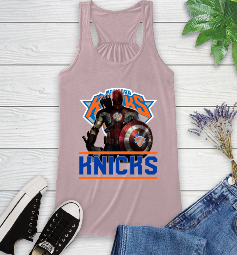 New York Knicks NBA Basketball Captain America Thor Spider Man Hawkeye Avengers Racerback Tank 11