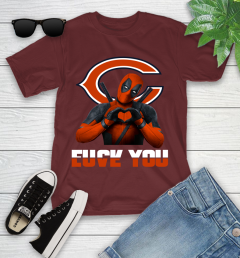 NHL Chicago Bears Deadpool Love You Fuck You Football Sports Youth T-Shirt 14