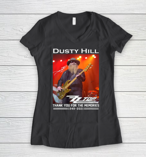 Dusty Hill Thank You For Memories Women's V-Neck T-Shirt 6