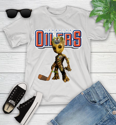 Edmonton Oilers NHL Hockey Groot Marvel Guardians Of The Galaxy Youth T-Shirt