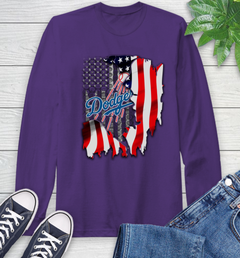 Los Angeles Dodgers MLB Baseball American Flag Long Sleeve T-Shirt 5