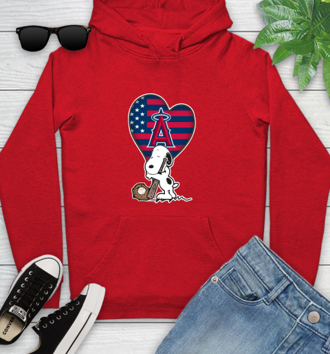 Los Angeles Angels MLB Baseball The Peanuts Movie Adorable Snoopy Youth Hoodie 11