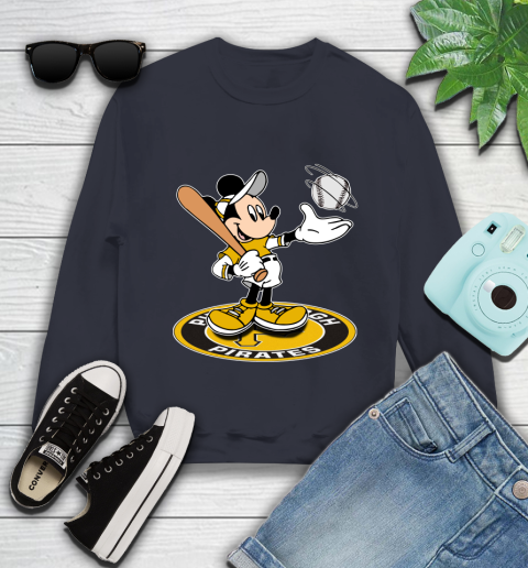MLB Baseball Pittsburgh Pirates Cheerful Mickey Disney Shirt Youth Sweatshirt 3