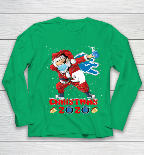 Detroit Lions Funny Santa Claus Dabbing Christmas 2020 NFL Youth Long Sleeve 4