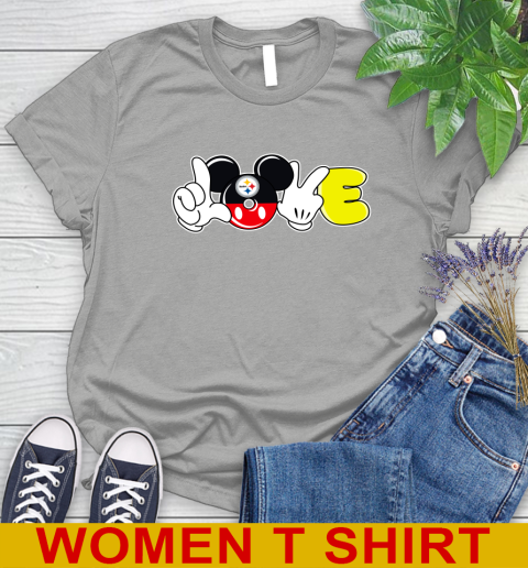 Pittsburgh Steelers NFL Football Love Mickey Disney Sports Women's T-Shirt 11