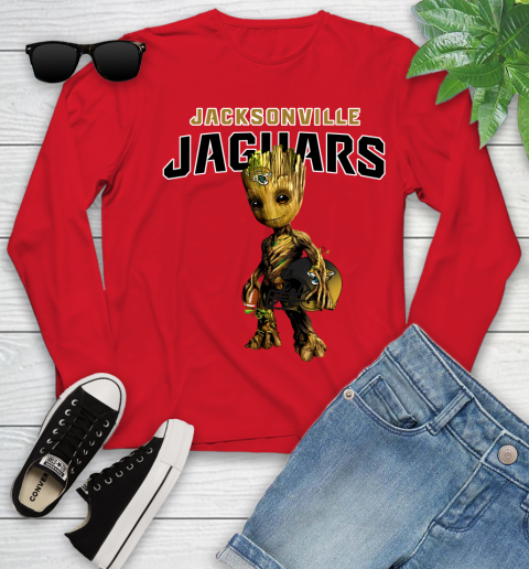 Jacksonville Jaguars NFL Football Groot Marvel Guardians Of The Galaxy Youth Long Sleeve 11