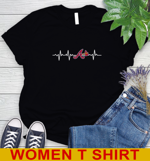 Atlanta Braves MLB Baseball Heart Beat Shirt Women's T-Shirt