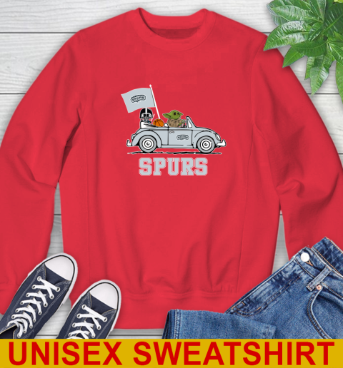 NBA Basketball San Antonio Spurs Darth Vader Baby Yoda Driving Star Wars Shirt Sweatshirt 10
