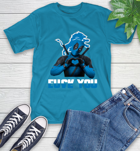 NHL Detroit Lions Deadpool Love You Fuck You Football Sports T-Shirt 9