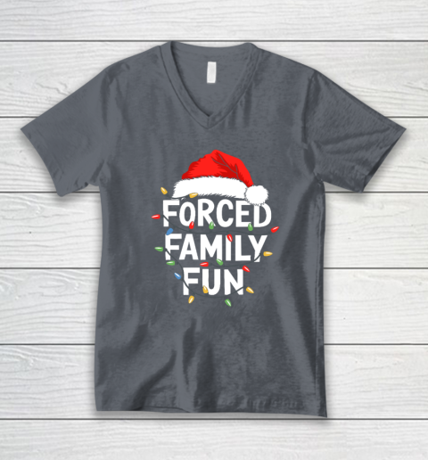 Forced Family Fun Shirt Christmas Pajamas V-Neck T-Shirt 3