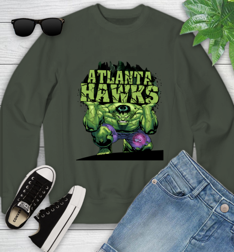 Atlanta Hawks NBA Basketball Incredible Hulk Marvel Avengers Sports Youth Sweatshirt 10