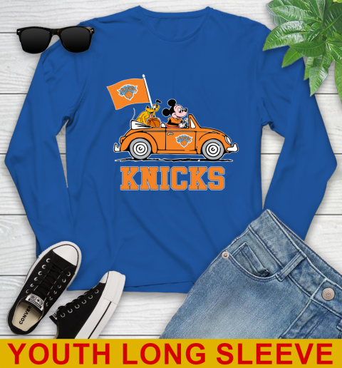 NBA Basketball New York Knicks Pluto Mickey Driving Disney Shirt Youth Long Sleeve 10