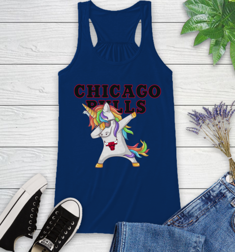 Chicago Bulls NBA Basketball Funny Unicorn Dabbing Sports Racerback Tank 9