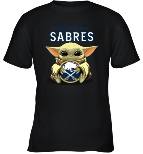 Baby Yoda Hugs The Buffalo Sabres Ice Hockey Youth T-Shirt