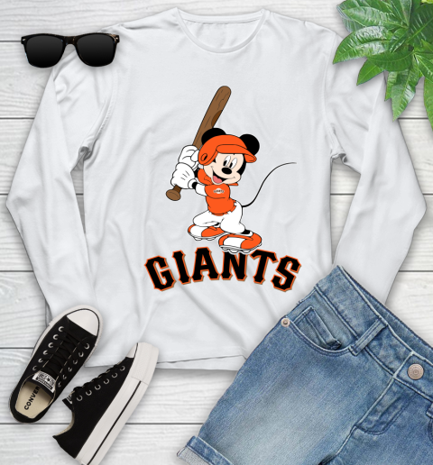 MLB Baseball San Francisco Giants Cheerful Mickey Mouse Shirt Youth Long Sleeve 2
