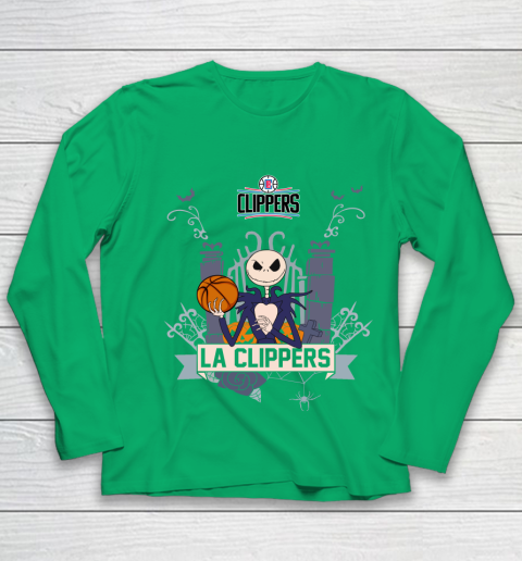NBA LA Clippers Basketball Jack Skellington Halloween Youth Long Sleeve 4