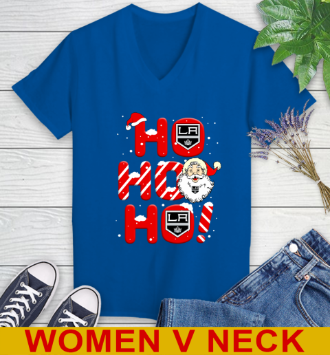 Los Angeles Kings NHL Hockey Ho Ho Ho Santa Claus Merry Christmas Shirt Women's V-Neck T-Shirt 9