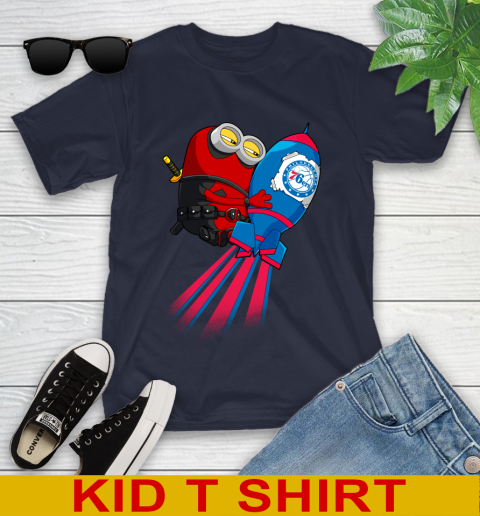 NBA Basketball Philadelphia 76ers Deadpool Minion Marvel Shirt Youth T-Shirt 3 NBA Basketball Philadelphia 76ers Deadpool Minion Marvel Shirt Youth T-Shirt - Image 3