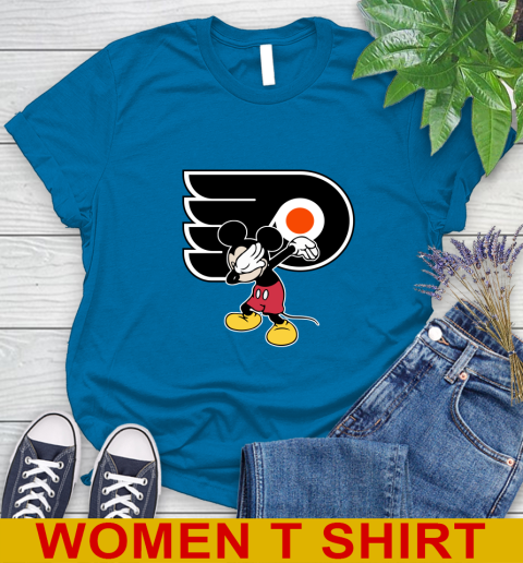 Philadelphia Flyers NHL Hockey Dabbing Mickey Disney Sports Women's T-Shirt 7