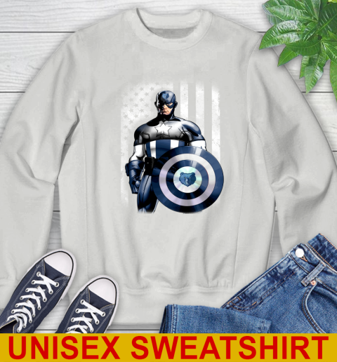 Memphis Grizzlies NBA Basketball Captain America Marvel Avengers American Flag Shirt Sweatshirt 5