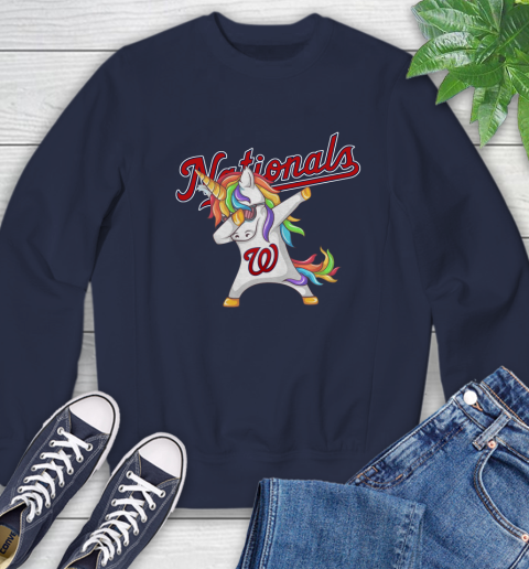 Washington Nationals MLB Baseball Funny Unicorn Dabbing Sports Sweatshirt 3