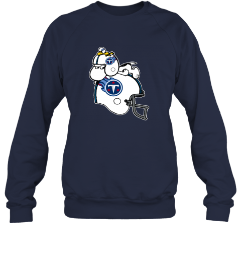Snoopy And Woodstock Resting On Tennessee Titans Helmet t9ao snoopy and woodstock resting on tennessee titans helmet sweatshirt 35 front navy
