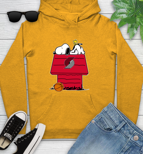 Portland Trail Blazers NBA Basketball Snoopy Woodstock The Peanuts Movie Youth Hoodie 3