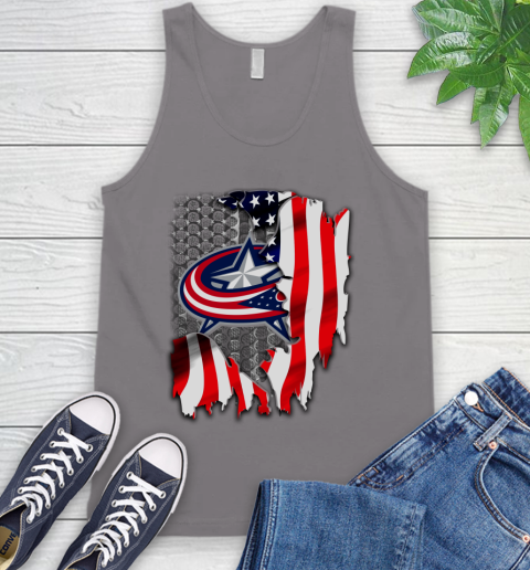 Columbus Blue Jackets NHL Hockey American Flag Tank Top 6
