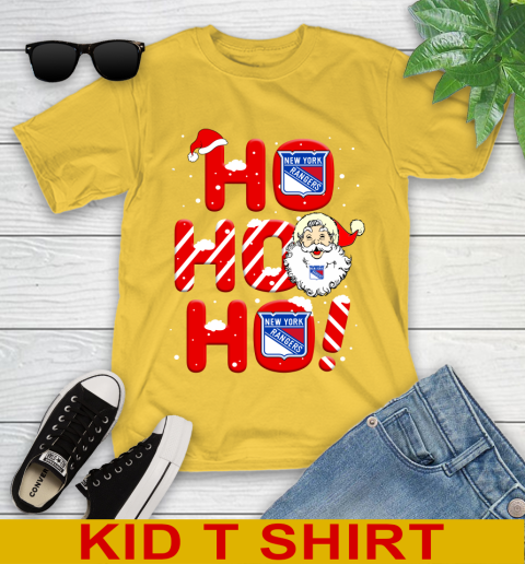 New York Rangers NHL Hockey Ho Ho Ho Santa Claus Merry Christmas Shirt Youth T-Shirt 9