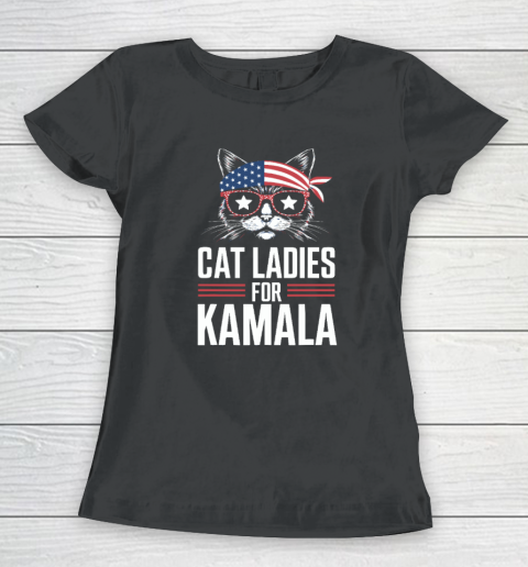 Cat Ladies for Kamala Funny Cat 2024 President Kamala Harris Women's T-Shirt