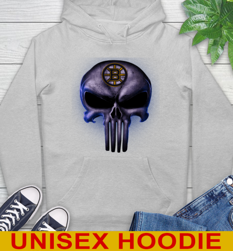 Boston Bruins NHL Hockey Punisher Skull Sports Hoodie