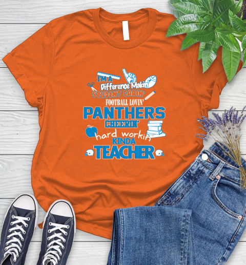 Carolina Panthers NFL I'm A Difference Making Student Caring Football Loving Kinda Teacher Women's T-Shirt 3