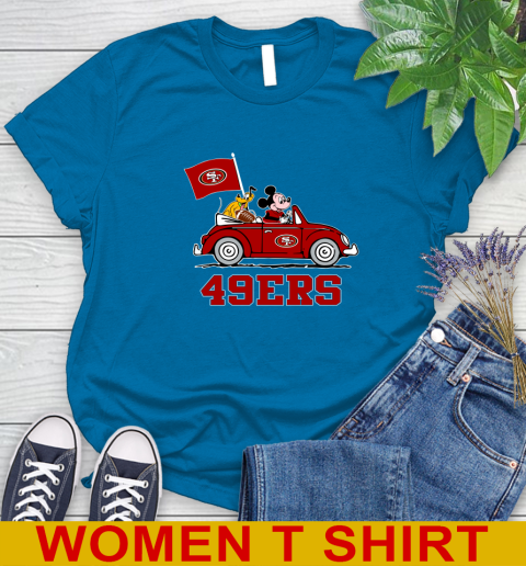 NFL Football San Francisco 49ers Pluto Mickey Driving Disney Shirt Women's T-Shirt 7