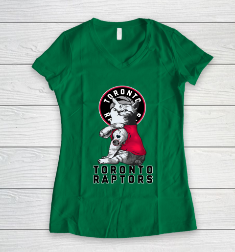 NBA Basketball My Cat Loves Toronto Raptors Women's V-Neck T-Shirt 3