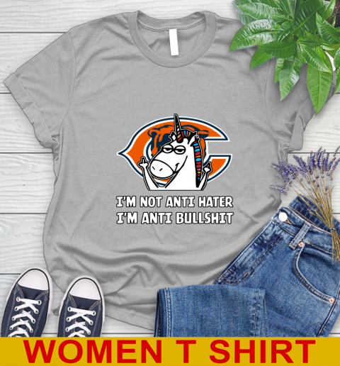 Chicago Bears NFL Football Unicorn I'm Not Anti Hater I'm Anti Bullshit Women's T-Shirt 5