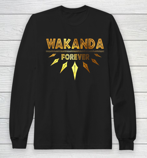 Wakanda Forever Gold Foil Black Panther Long Sleeve T-Shirt