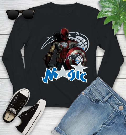 Philadelphia 76ers NBA Basketball Captain America Thor Spider Man Hawkeye Avengers Youth Long Sleeve 2